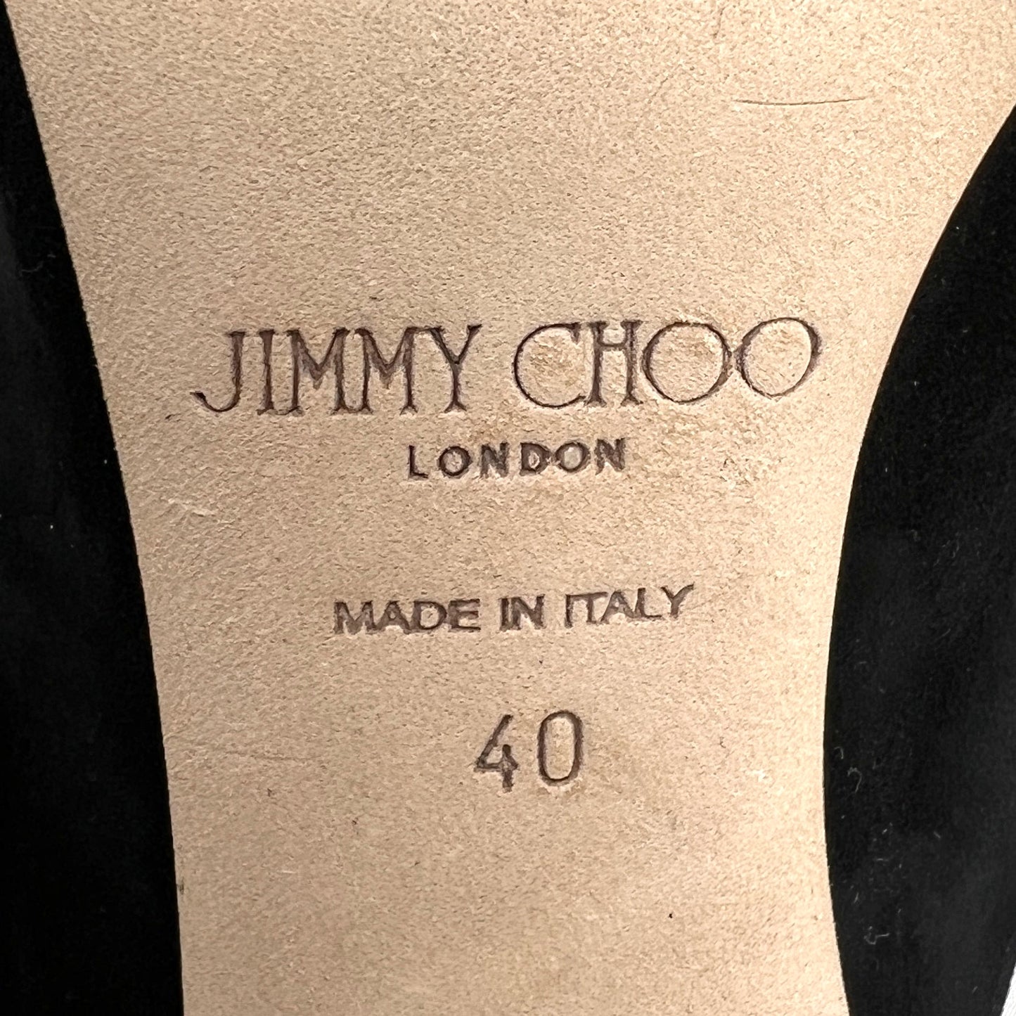 Jimmy Choo Saf Black Suede Crystal Embellished Buckle Sandal High Heel Mules Size EU 40