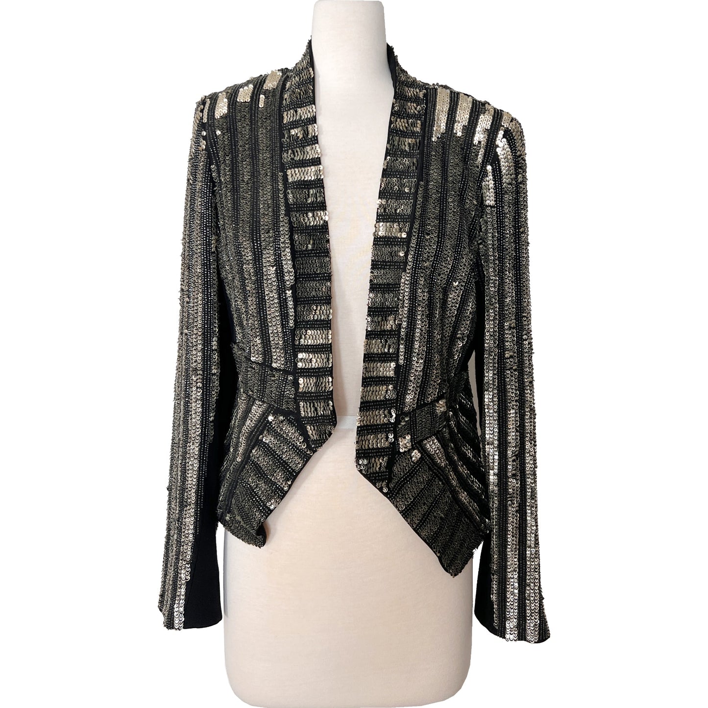J. Mendel Paris Couture Silver Sequin Cropped Embroidered Evening Jacket Blazer