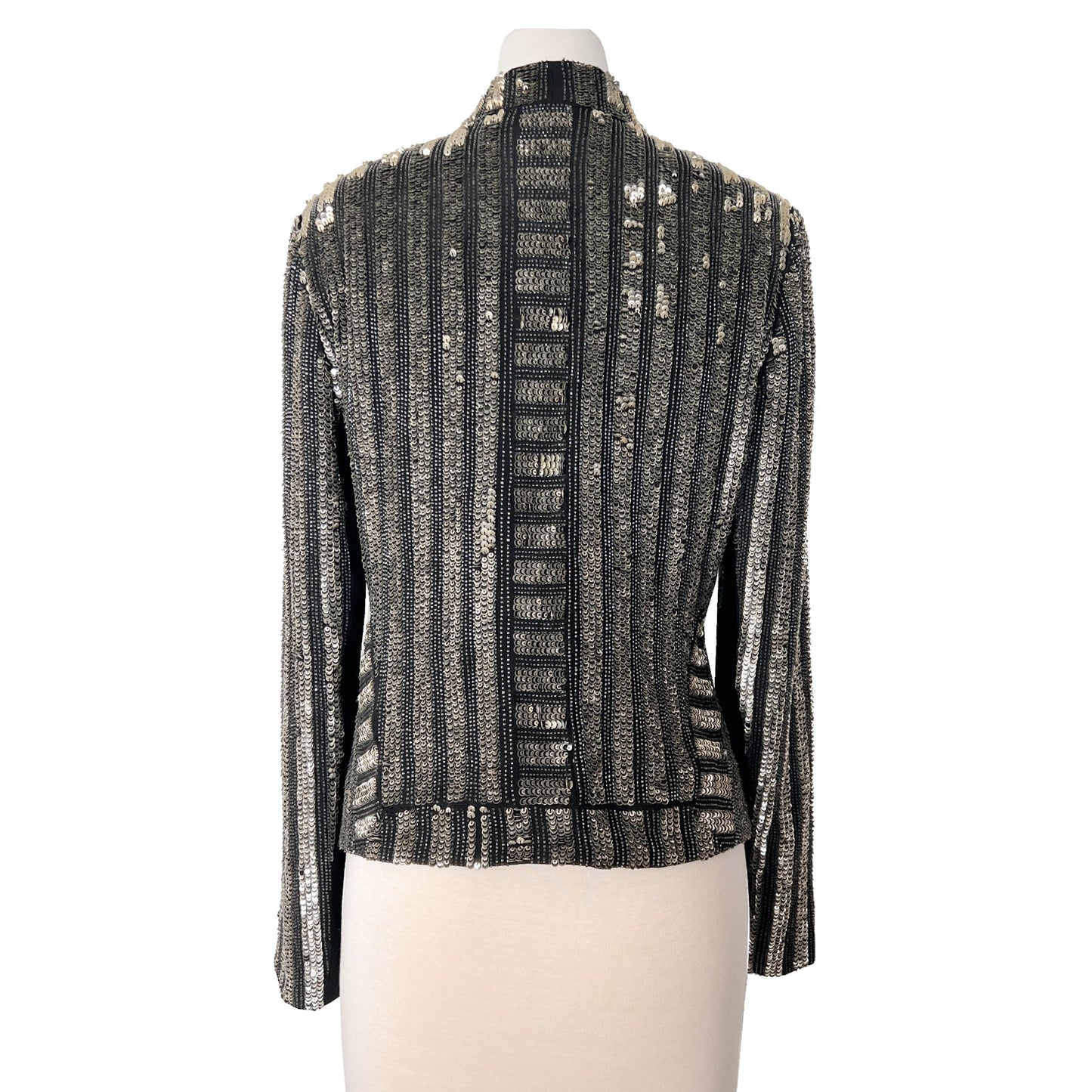 J. Mendel Paris Couture Silver Sequin Cropped Embroidered Jacket Blazer Size US 8