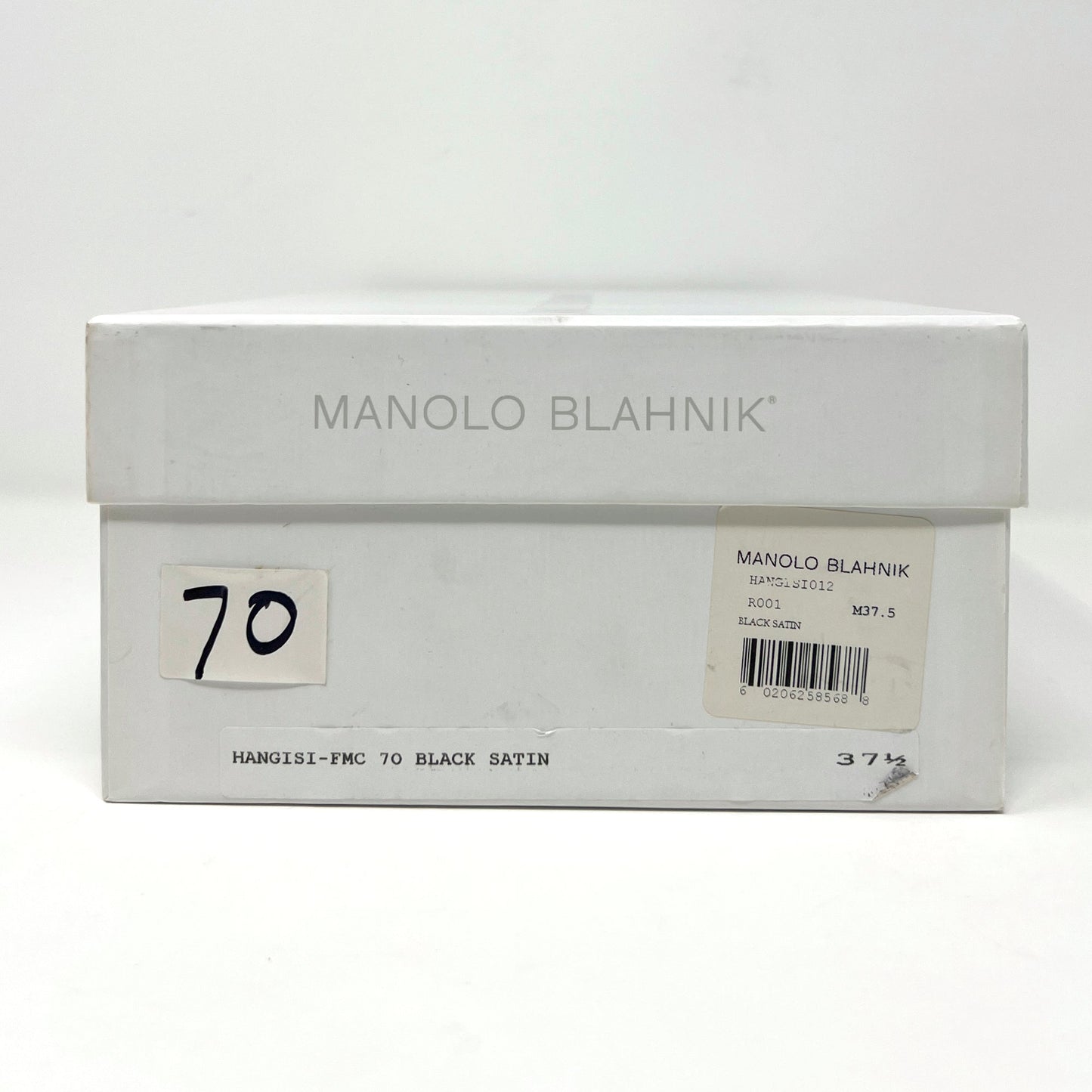Manolo Blahnik Black Satin Hangisi Crystal Buckle Mid Heel Pointed Pumps Size EU 37.5