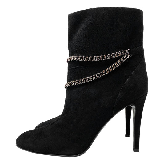 Saint Laurent Debbie 100 Suede Double Chain Ankle Boots