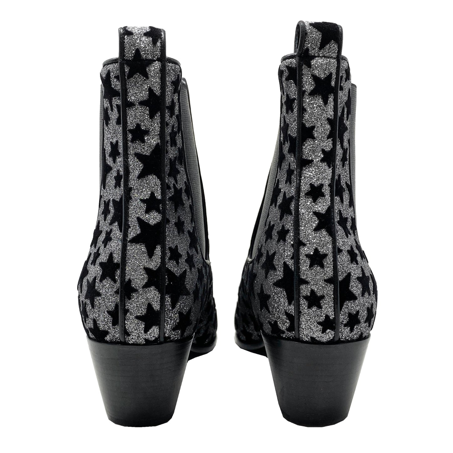 Saint Laurent Chelsea Rock Star 40 Glitter Boots Size EU 36.5