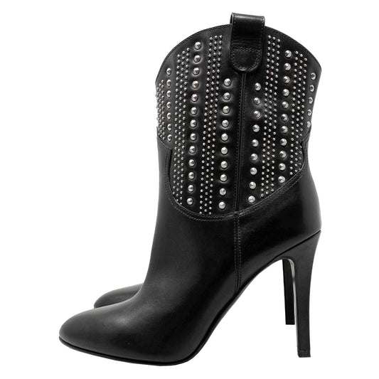 Saint Laurent Debbie Studded Leather Mid-calf Boots