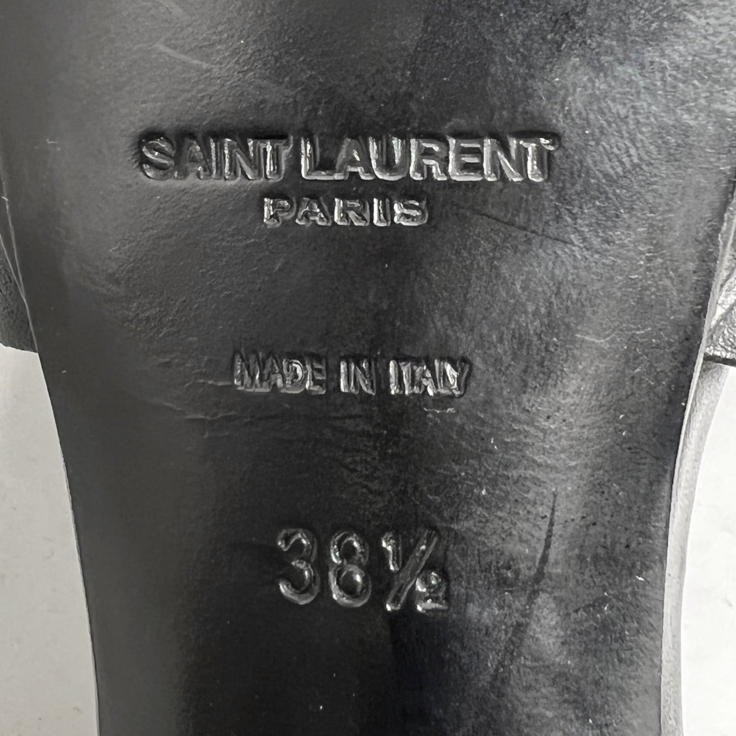 Saint Laurent Tribute 105 Black Matte Leather Platform Sandals EU 38.5