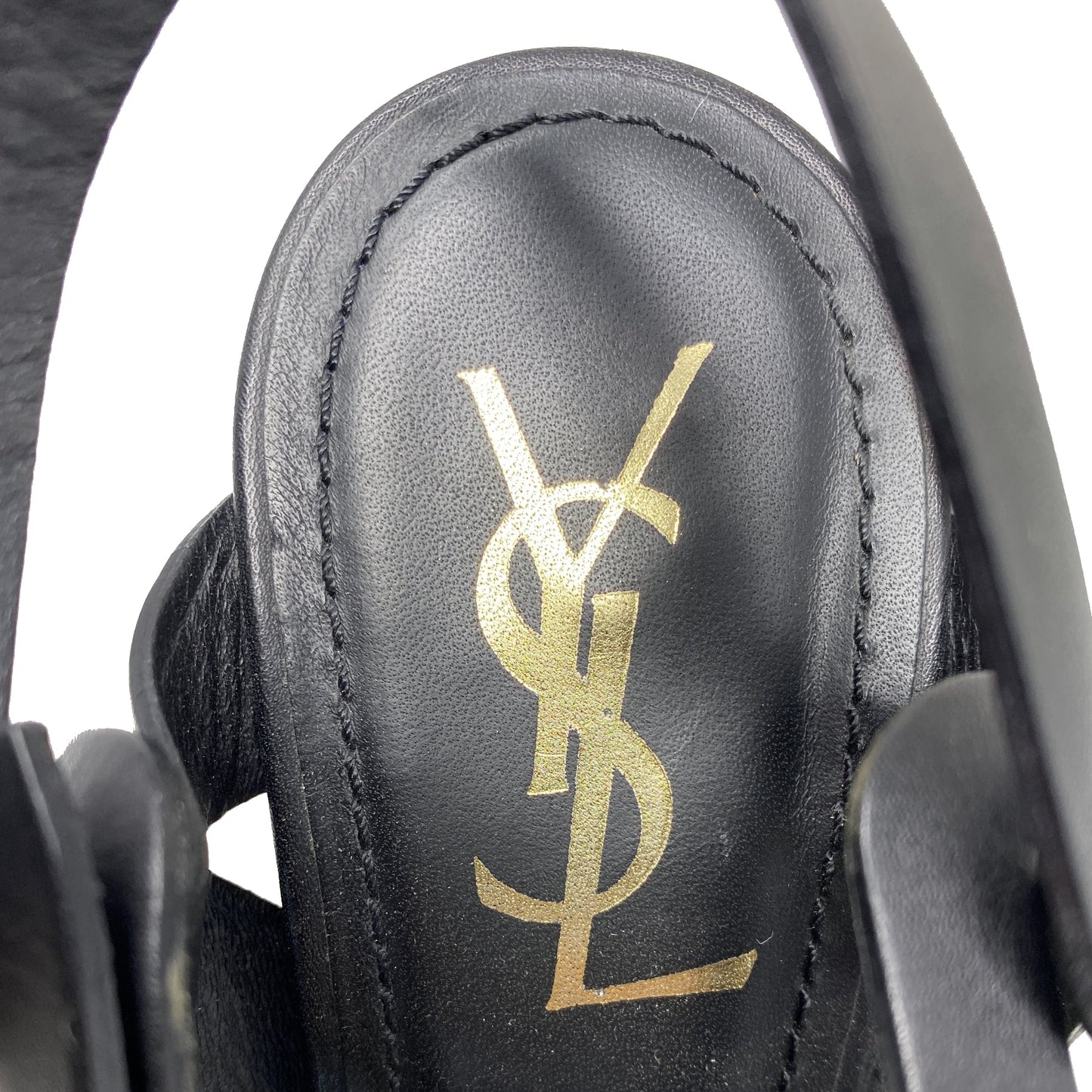 Yves Saint Laurent Tribute 120 Black Matte Leather Platform Sandals Size EU 39