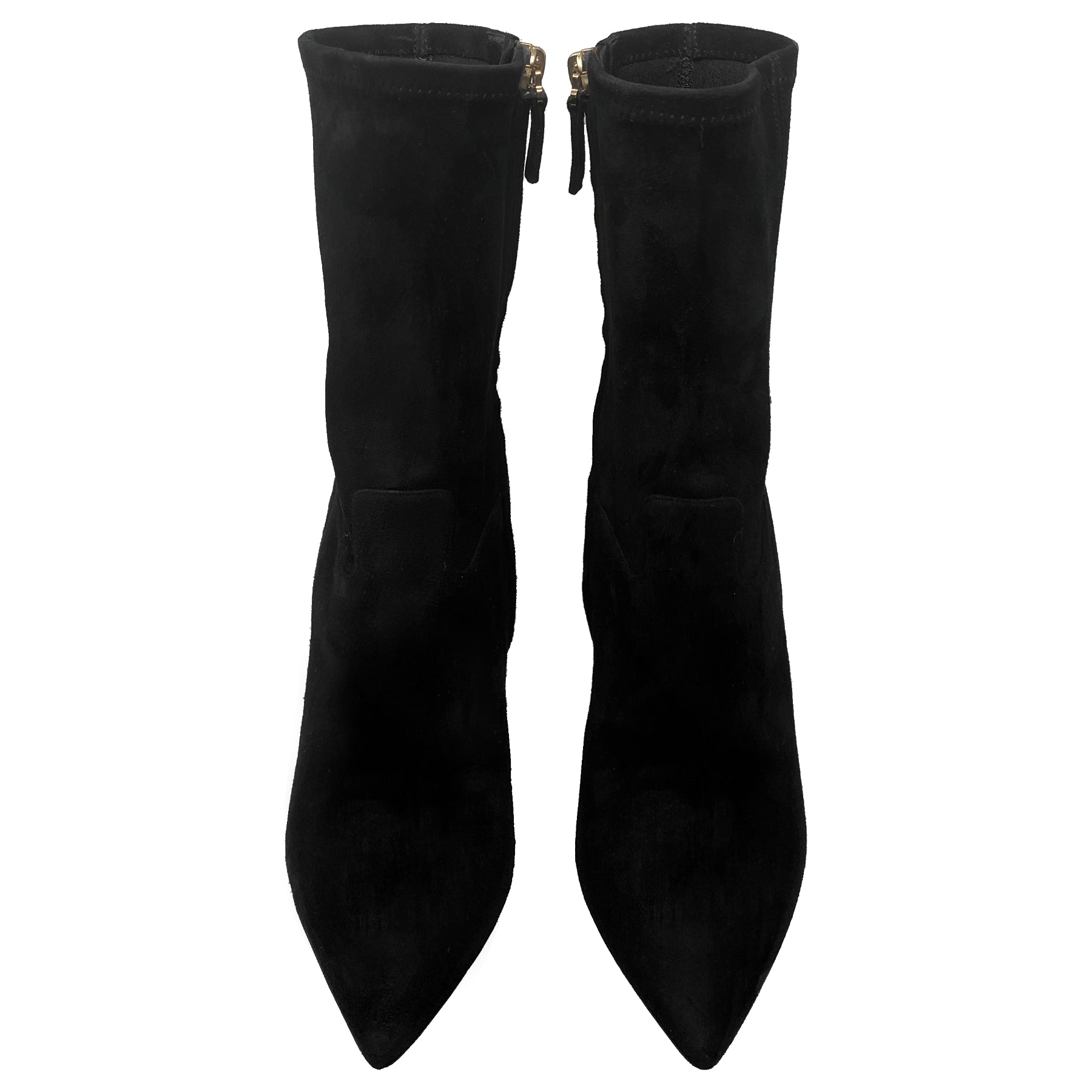 Valentino Twisteel 105mm Black Suede Pointed Toe Sock Metal Heel Ankle Boots