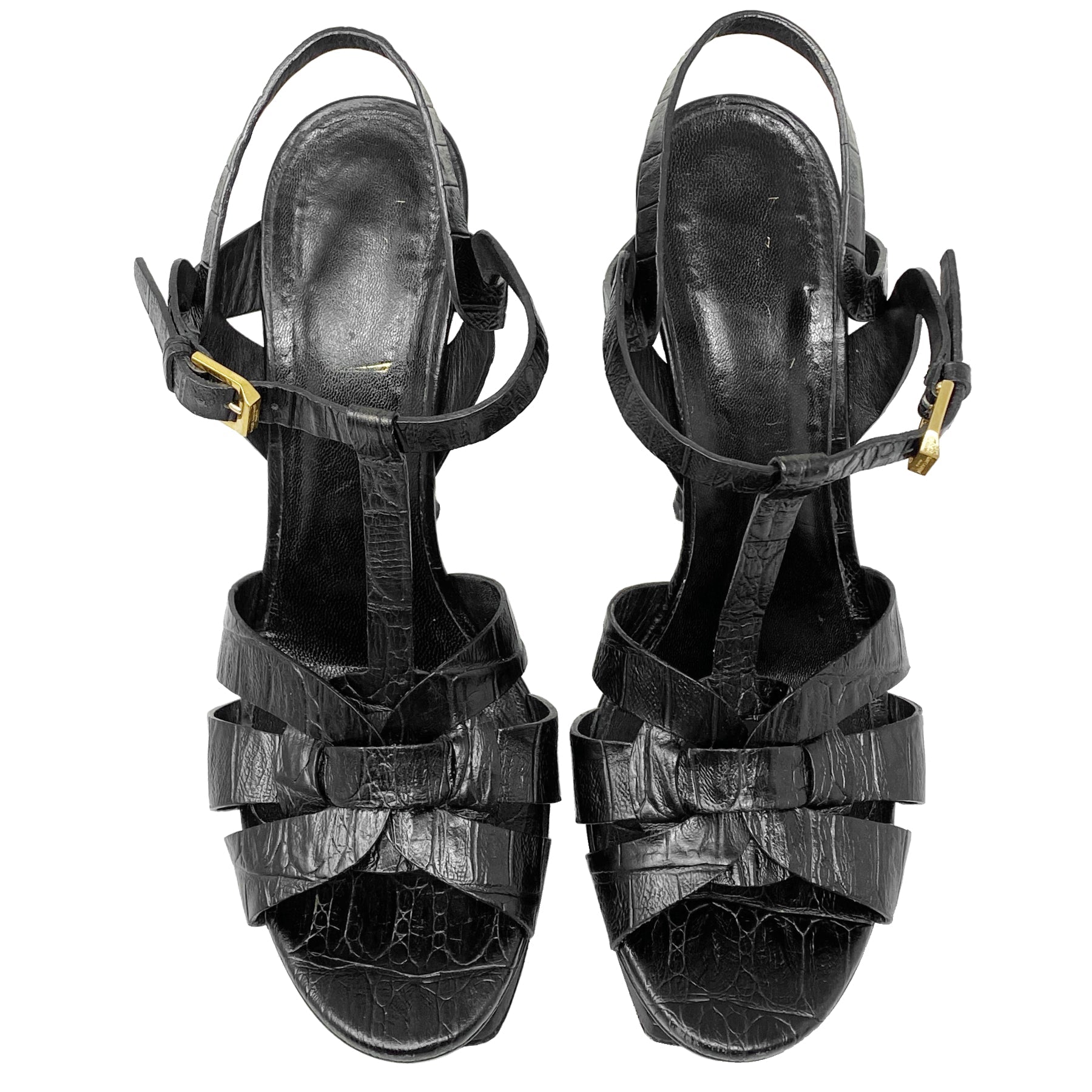 Saint Laurent Tribute 120 Embossed Leather Platform Sandals